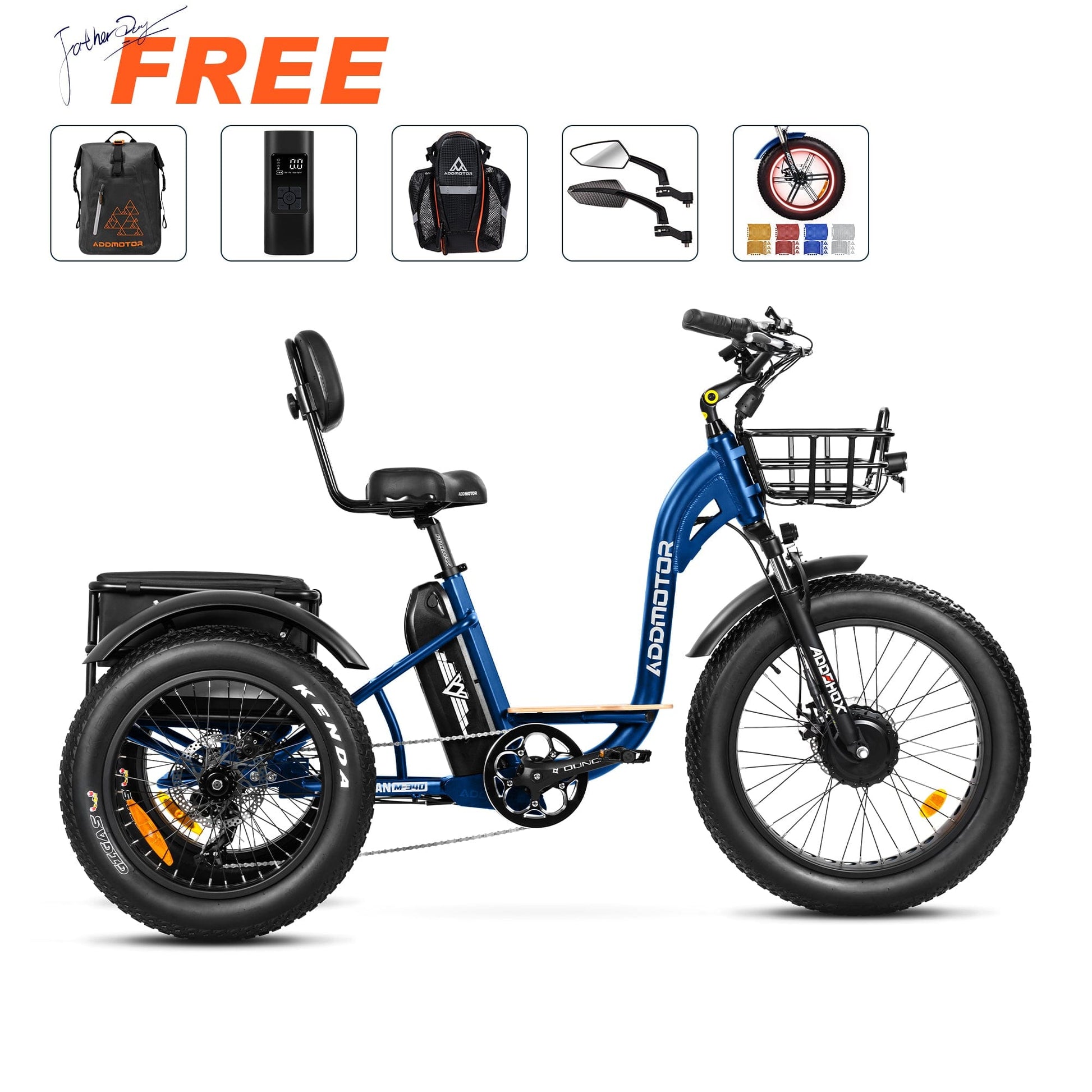 Addmotor GRANDTAN CITY Electric Tricycle for Adults, Best Electric 3 Wheel Bike, Electric Fat Trike , Starry Blue